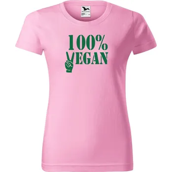 Dámské tričko DOBRÝ TRIKO Dámské tričko 100% vegan zelený potisk Barva: Růžová, Velikost: 3XL