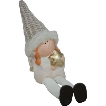 GOBA Vánoční dekorace - keramická andělka, sedící, 24 cm