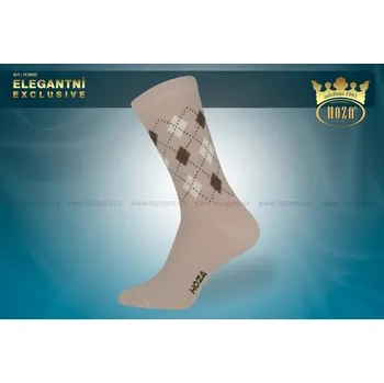 Pánské ponožky Pánské oblekové-luxusní - HOZA ponožky - káro -od 69kč - H3800 Barva: béžová, Velikost: 43-46