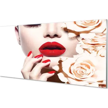Obraz Obraz na skle Růže rudé rty žena 100x50 cm 2 Přívěsky