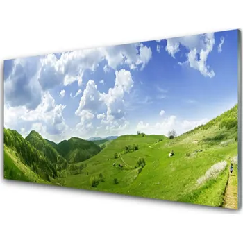 Obraz Obraz na skle Hora Louka Příroda 125x50 cm 2 Přívěsky
