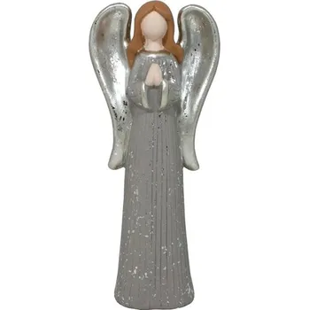 GOBA Vánoční dekorace - keramický anděl, krémový, 23 cm