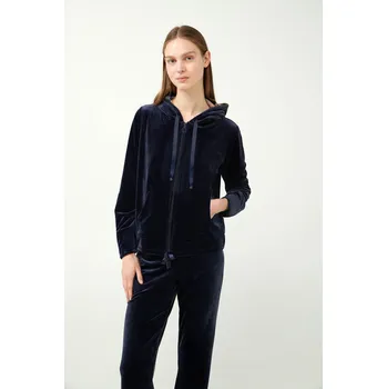 Vamp - Modrá Sametová Tepláková Souprava s Kapucí, blue XXL i512_21134_180_6