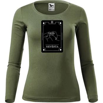 DOBRÝ TRIKO Dámské bavlněné triko Nevěsta tarot Velikost: S, Barva: Khaki