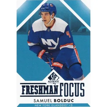 Sběratelská karetní hra insert RC karta SAMUEL BOLDUC 23-24 SP Authentic Freshman Focus Blue číslo FF-38