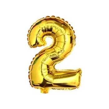 Balónek KIK Nafukovací balónek Číslice 2 - 45cm, zlatá, KX6814_22_2