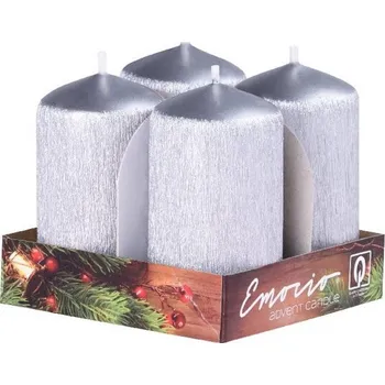 Svíčka Z - TRADE s. r. o. Emocio adventní svíčky 40x75 stříbrné drápané 4 ks
