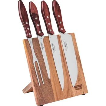 Kuchyňský nůž Tramontina Churrasco Sada kuchyňských nožů s vidličkou Tramontina Polywood 5 ks, červená