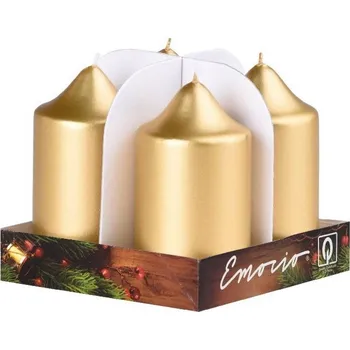 Svíčka Emocio adventní svíčky 40x75 zlaté 4 ks