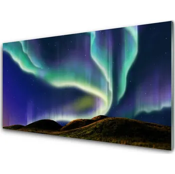 Obraz Obraz na skle Polární Záře Krajina 125x50 cm 2 Přívěsky