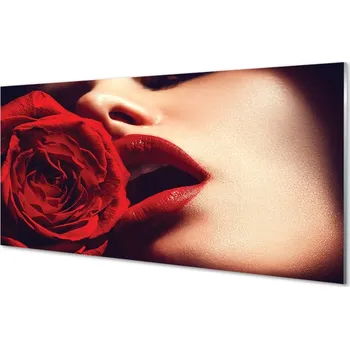 Obraz Obraz na skle Rose žena v ústech 100x50 cm 2 Přívěsky