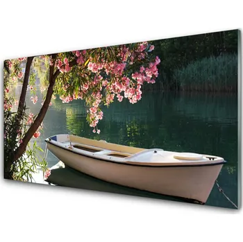 Obraz Obraz na skle Loďka Strom Krajina 125x50 cm 2 Přívěsky