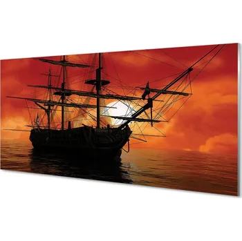 Obraz Obraz na skle Loď moře nebe mraky slunce 125x50 cm 2 Přívěsky