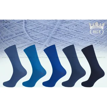 Pánské ponožky Hoza Pánské ponožky hladké, 100% bavlna - modrý mix - H011-E Barva: balíček modrý UNI 5párů, Velikost: 43-46