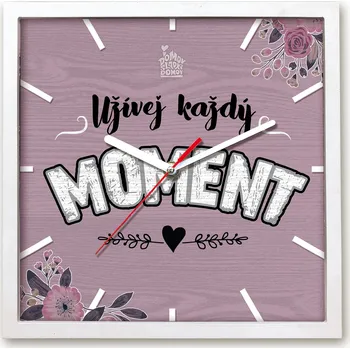 Hodiny Nekupto Dárkové hodiny čtvercové Užívej každý moment Sladký domov