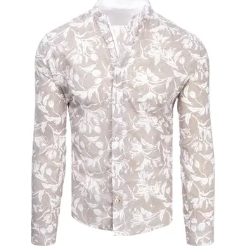 Pánské oblečení Pánská vzorovaná košile DX2257 Barva: Světle Hnědá, Velikost: M