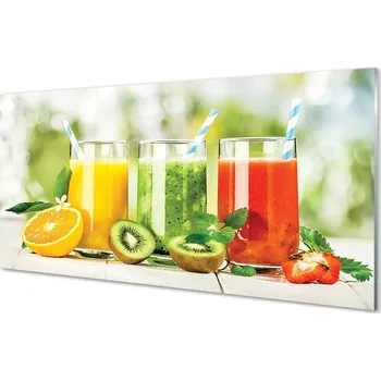 Obraz Obraz na skle Koktejly Strawberry Kiwi 125x50 cm 2 Přívěsky