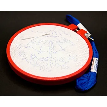 Deštník Dětská předloha na vyšívání s plastovým rámečkem - deštník - průměr 10 cm