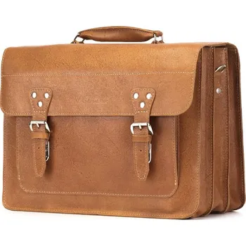 Pánská aktovka VOOC Velká obchodní brašna do práce a na notebook z kůže; velbloud