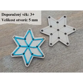 Dřevěná hvězda na vyšití - 11 x 6 cm