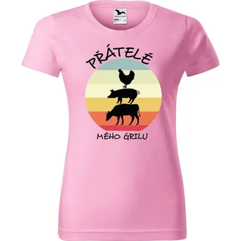 DOBRÝ TRIKO Dámské tričko s potiskem Přátelé mého grilu Barva: Růžová, Velikost: 2XL