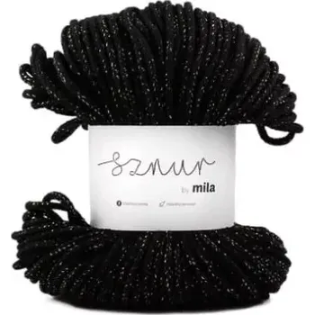 Příze Bavlněná šňůra MILA 3mm - černá se zlatou nitkou (Délka šňůry: 100m)