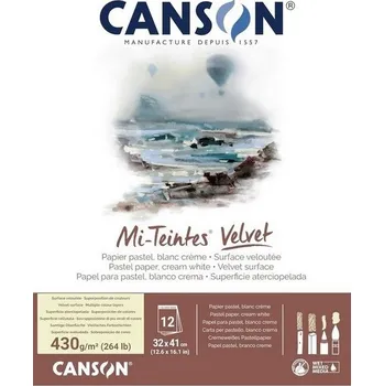 Blok CANSON Mi-Teintes Velvet White 32x41cm, 12 listů 430g