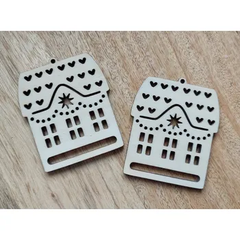 Vánoční dekorace Dřevěný domeček, výška 6,5 cm - č.1