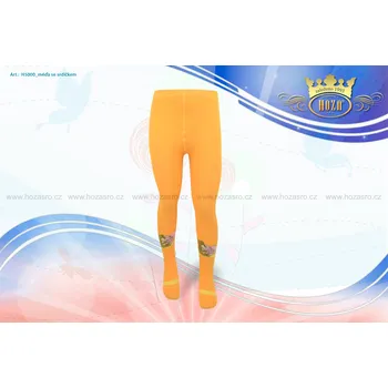 Dívčí oblečení Hoza Dětské punčochové kalhoty - méďa a srdíčko - H5000-n3 Barva: oranžová, Velikost: 92-98 cm / 1-2 roky