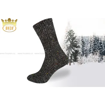 Pánské ponožky Zimní ponožky HOZA Lída - melír mix od 129kč - H006 Barva: černá melír, Velikost: 30-31