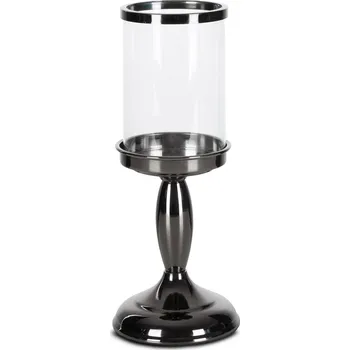 Bytová dekorace SKLENĚNÝ SVÍCEN NOE 13X13X18 CM ČERNÁ