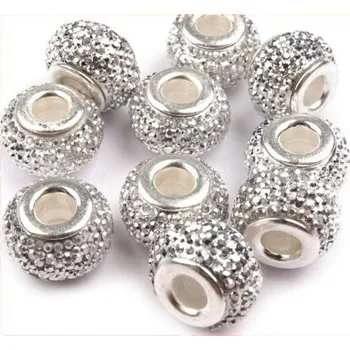 Korálek Plastový korálek s kamínky - stříbrná