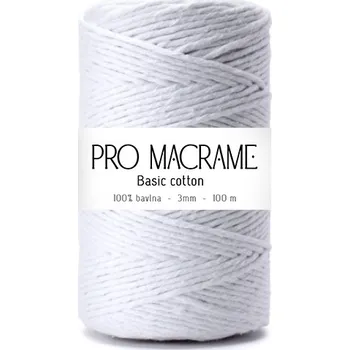 Příze bavlněná šňůra Pro Macramé – BASIC cotton 3mm - bílá (Bavlněná šňůra na výrobu macramé)