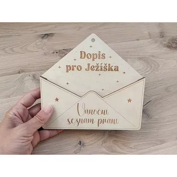Dřevěná obálka na vánoční přání 17 x 17 cm