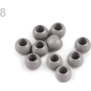 Korálek Plastový korálek s velkým otvorem - šedá