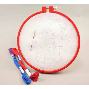 Textilie Dětská předloha na vyšívání s plastovým rámečkem - slůně - průměr 15 cm