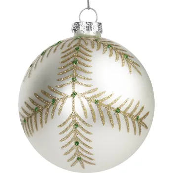 Vánoční ozdoba SADA 4KS VÁNOČNÍ OZDOBA SKLENĚNÁ (FI) 8CM BÍLÁ