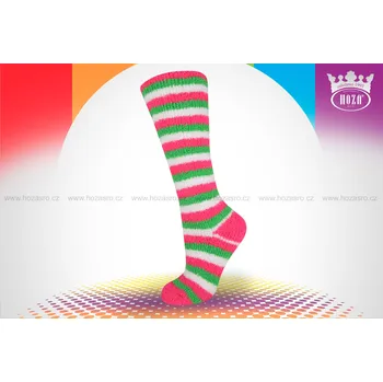 Dětské podkolenky HOZA ženilkové - pruhované - H4900 Barva: zelená růžová bílá, Velikost: 27-30