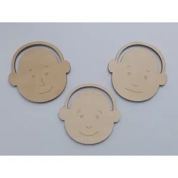 kreativní sada Dřevěné hlavičky na dotvoření - 8 x 7 cm - sada 3 kusů