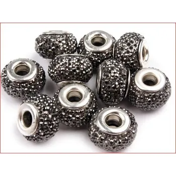 Dětské navlékací korálky Plastový korálek s kamínky - šedý hematit