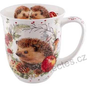 SPIKEY velký porcelánový mega hrnek roztomilý ježek s červeným jablíčkem a houbami