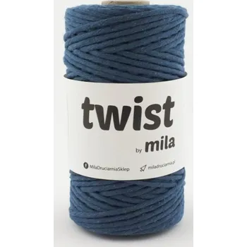 Příze Šňůra na macramé Mila TWIST 3mm - jeansová (Rozčesatelná)