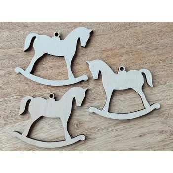 Vánoční dekorace Dřevěný koník, výška 5,5 cm