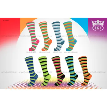 Dětské podkolenky HOZA ženilkové - pruhované - H4900 Barva: zelená černá růžová, Velikost: 31-34