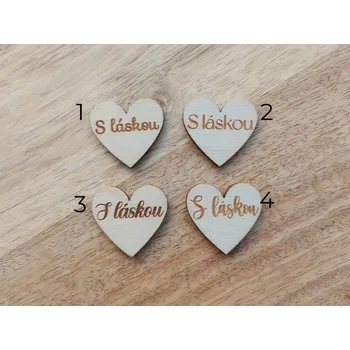 Dřevěné srdíčko S LÁSKOU- 2,5 cm (Srdíčko vyrobené z překližky)