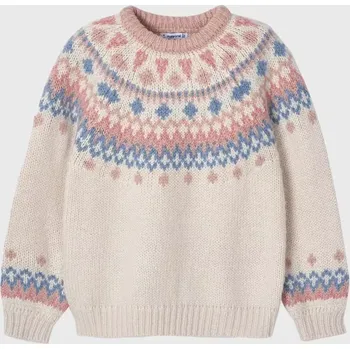 Dívčí svetr Dívčí vyplétaný svetr s norským vzorem Maoyoral 4305-41 béžový
