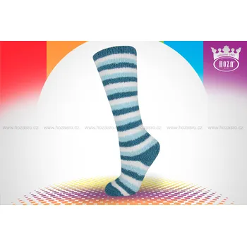Dětské podkolenky HOZA ženilkové - pruhované - H4900 Barva: bílá světlá modrá, Velikost: 31-34