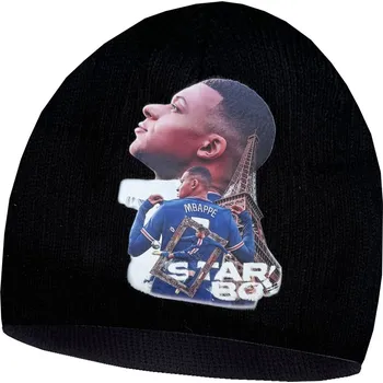 Čepice Numberoplus Dětská fotbalová pletená čepice Francie - Kylian Mbappé Barva: Černá