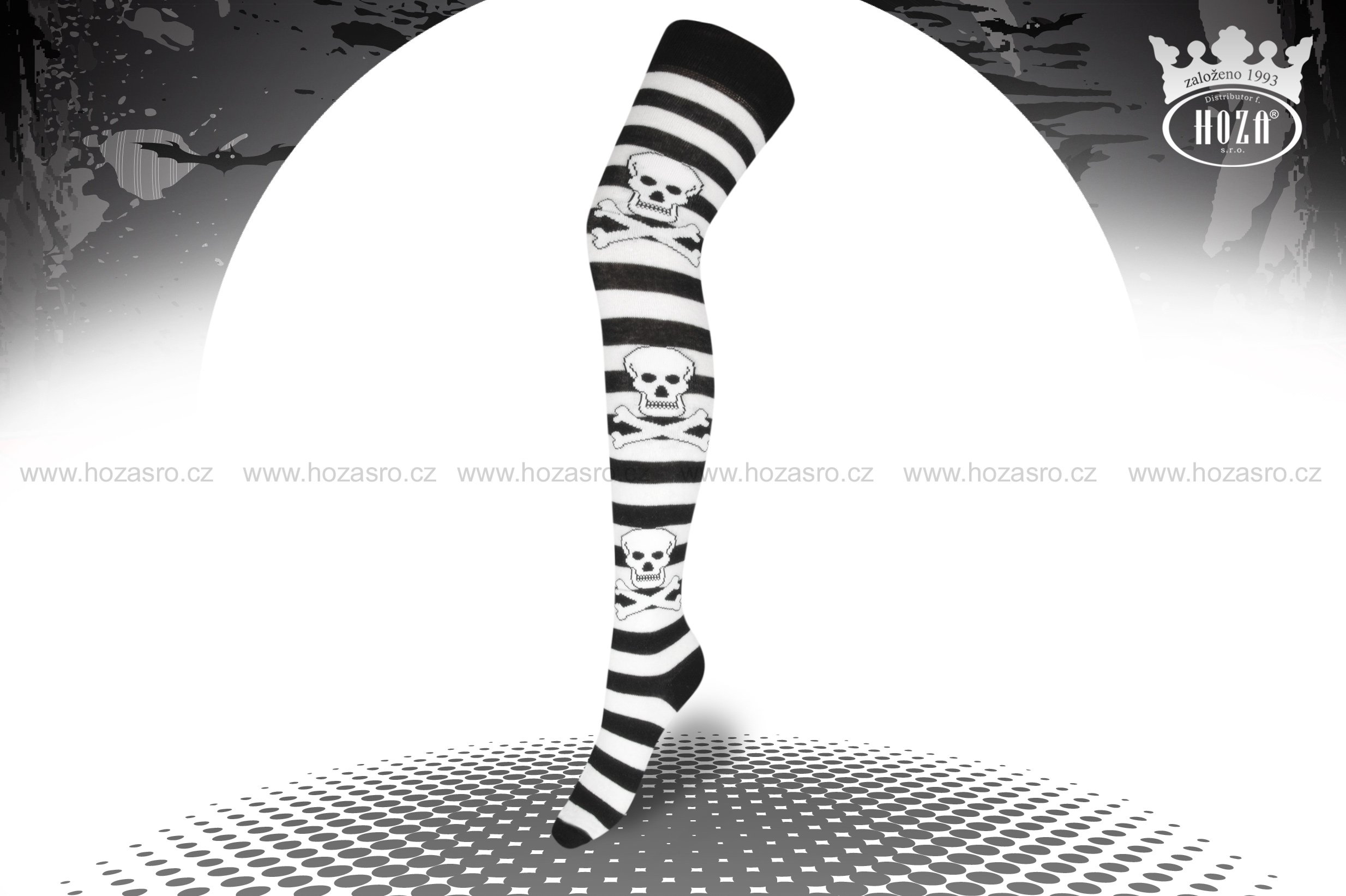 Dámské nadkolenky HOZA - lebky - H4805 Barva: Bílá, Velikost: 35-41