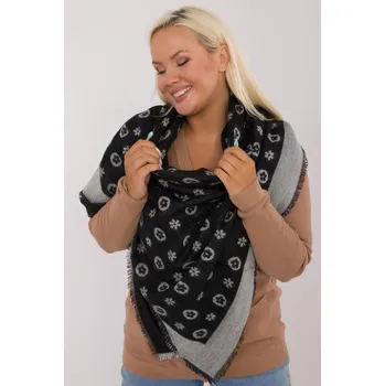Šála Hřejivá vzorovaná dámská šála model 70161 černá+šedá